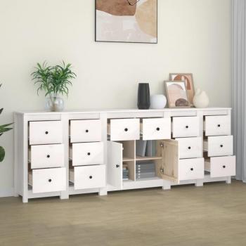 VidaXL Sideboard in White 230x35x80 cm Solid Wood Pine