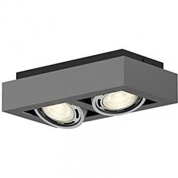 Deckenstrahler Ronka, 34 cm, 2-flammig, grau, Metall, GU10