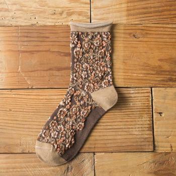 Frühling und Winter Baumwollsocken für Damen mit Blumenmuster
