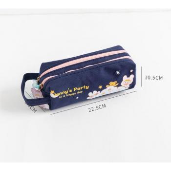 Kawaii Cat Canvas Pencil Case with Large Capacity