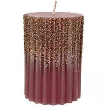 Candele Cilindriche Glitter Rosa Vellutato 7x10 cm Decoris