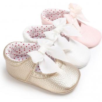Toddler Girls PU Leather Slip-On Bowknot Shoes 0-18 Months