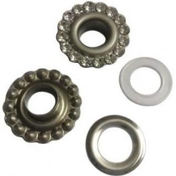 Œillets ronds en métal avec strass, 50 pièces, 20mm, 4 couleurs