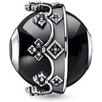 Bead de Plata con Forma de Corona Negra Thomas Sabo