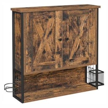 Rangement murale élégante : armoire salle de bain 2 portes, étagère ajustable, support séche-cheveux