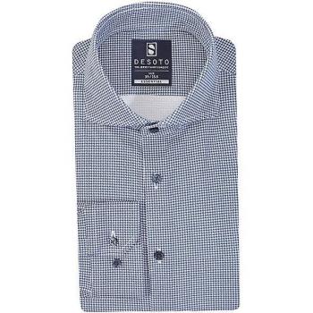 Essential Chemise Haï Piqué Bleu Pied de Poule