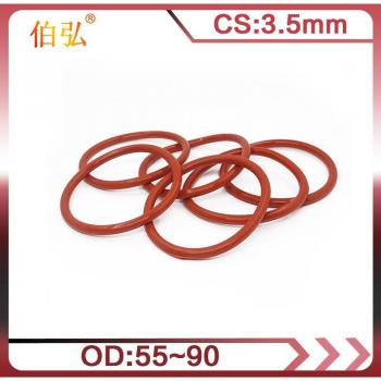3.5mm CS Red Silicone O-Ring, 55mm OD, 90mm ID for Sealing