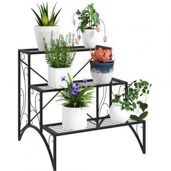 Outsunny Indoor/Outdoor 3-Tier Metal Plant Stand