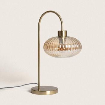 Mesa Lámpara LEDKIA: Metal cromado y cristal ámbar