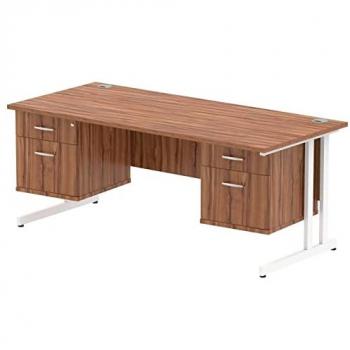Impulse Straight Desk with Walnut Top and White Frame, 1800 x 800mm