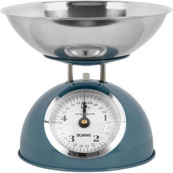 Cuenca Removible Silvano 34-SL‑BMBA‑885: Báscula de Cocina con Acero Inoxidable (Azul y Rojo)