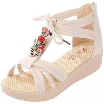 Transer 2016 1Par sandalias de mujer peep-toe hebilla plana verano