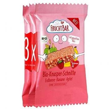 FruchtBar Bio-Knusper-Schnitte Erdbeere, Banane, Apfel; 3x23g