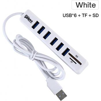 Concentrador USB 2.0 8 Puertos con Lector de SD TF