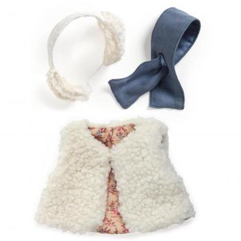 Gilet Moumoute avec Oreilles Sherpa DJECO Blanc pour Poupées