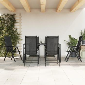 VidaXL 7-Piece Black Aluminum Patio Dining Set