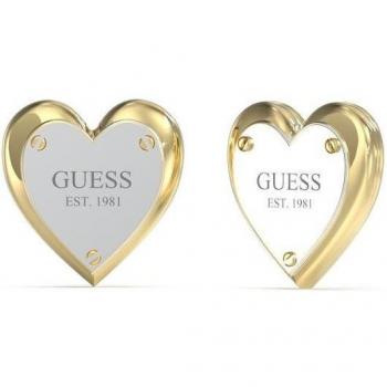 Pendientes Guess Todo lo que Necesitas es Amor de acero plateado con diseño elegante