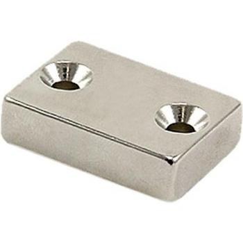 N42 Neodymium Magnet 30 x 21 x 8mm with 2 Countersunk Holes