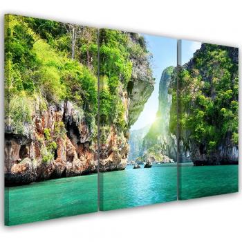 60x40 Turquoise Canvas Art Three-Piece Tropical Beach