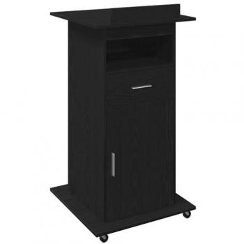 Oak‑Wood Executive Podium with Wheels and Drawer – 55×55×107 cm
