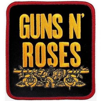 Rose & Gun Graphic Iron-On Patch – One Size, White Base