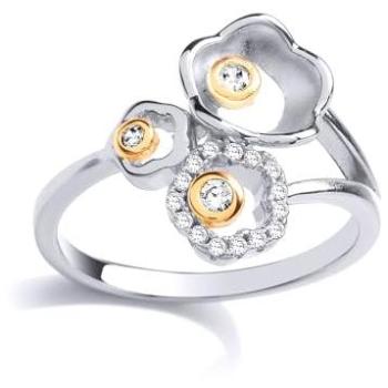 Silver Gilded Daisy CZ Cluster Ring (GVR833) – Large