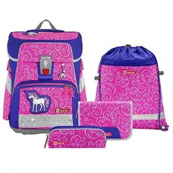 Step by Step Schulranzen-Set Space NEON Colorful Unicorn, 5-teilig, rosa-blau, ergonomischer Tornister