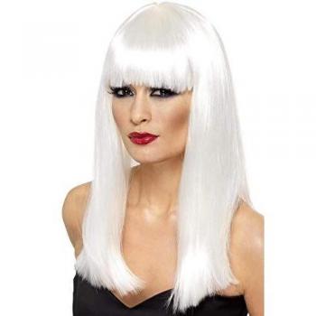 Long White Glamourama Wig – Straight Cut with Full Fringe
