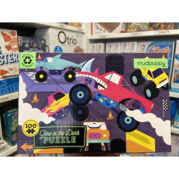 Mudpuppy Monster Trucks 100 Piece Glow in the Dark Puzzle Jigsaw Book