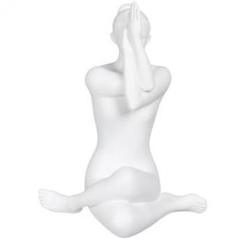 Statuette Décorative Zen Ethnique en Résine Blanche 24 cm
