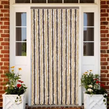 Chenille Curtain for Flies Dark Brown and Beige 90x200 cm