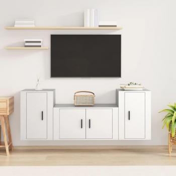 Mobile porta TV 3 pezzi bianco in legno multistrato