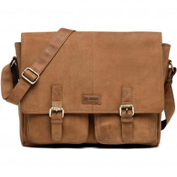 LEABAGS Cambridge Echtleder‑Messenger mit 15‑Zoll‑Laptopfach