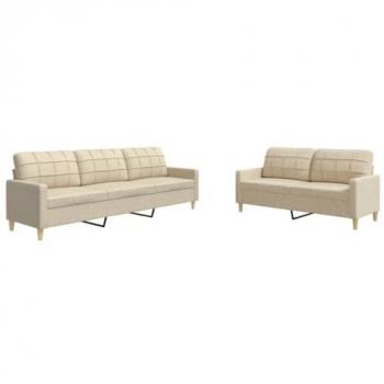Divani in Tessuto Crema 2 pz