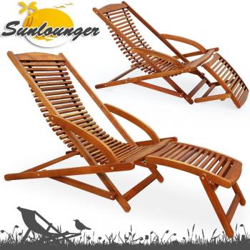 Bain de soleil en acacia avec coussins (set de 2)