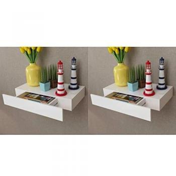Floating Wall Shelves with Drawers 2 pcs White 48 cm