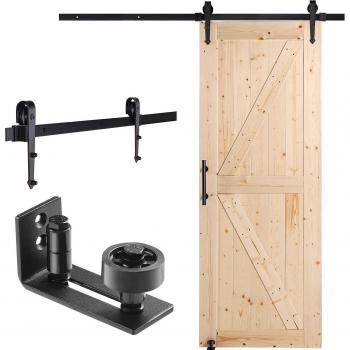 VEVOR 30' x 84' Spruce Wood Barn Door with 8-in-1 Floor Guide & Handle