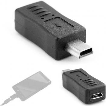 Micro USB Female to Mini USB Male Charger Adapter