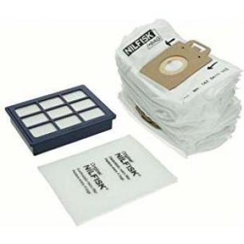 Lot complet Nilfisk : 8 Sacs Aspirateur + 2 Pré-filtres Power + 1 Filtre HEPA 13