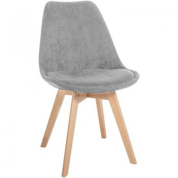 Chaise Élégante en Velours Côtelé Gris