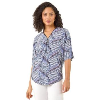 Blue Roman Printed Zip Front Shirt – Women's 12