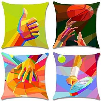 BOCTTCBO 45 x 45 cm Square Cushion Covers, Pack of 4, Decorative Pillowcases for Sofa and Bed