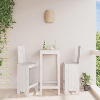 White Bar Stools 2 pcs 40x42x120 cm Solid Wood Pine