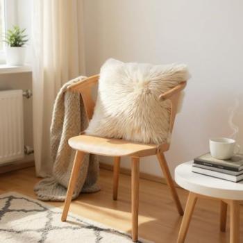 Unisex Infinity Wool Lounge Cushion – Beige, 40×40 cm
