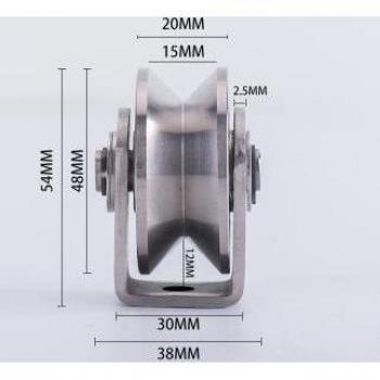 U Shape Sliding Gate Motor Roller, 2 V/H Track Rail with Bracket, 201 Stainless Steel