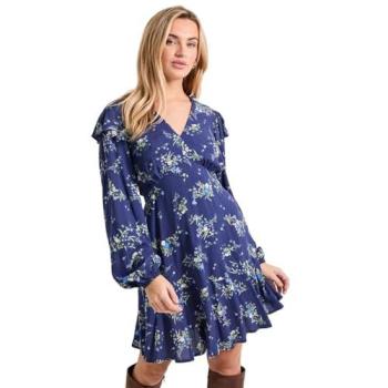 Frilled Blouson Sleeve Mini Dress – Purple, Size 8