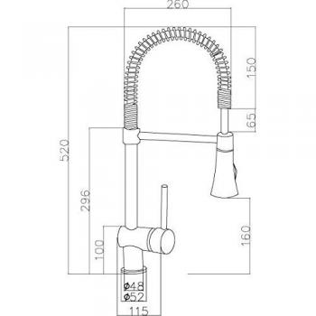 Nuie Chrome Monobloc Mixer Tap with Pull-Out Spout, 26cm