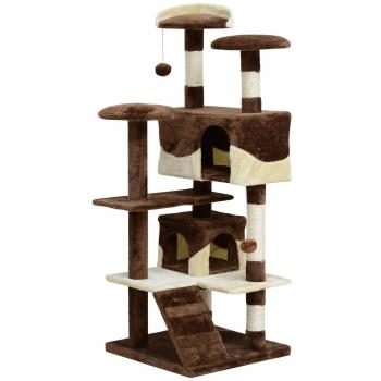 PawHut Cat Tree Kitten Scratch Scratching Post Climb Scratcher Activity Center Play Fun House 132cm (Gray)