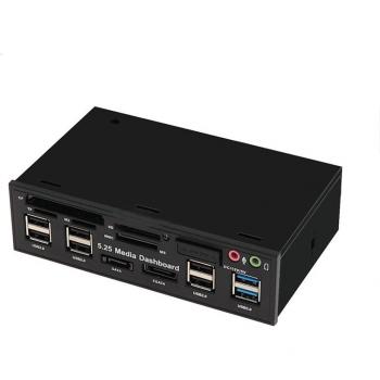 Lecteur multi-supports 5,25 (USB 3.0/2.0, SATAE, Audio) – Module pour baie de disques optiques
