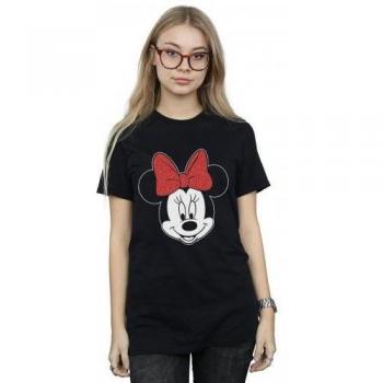 Minnie Mouse Head Boyfriend Top – Black Cotton – Women’s Fit